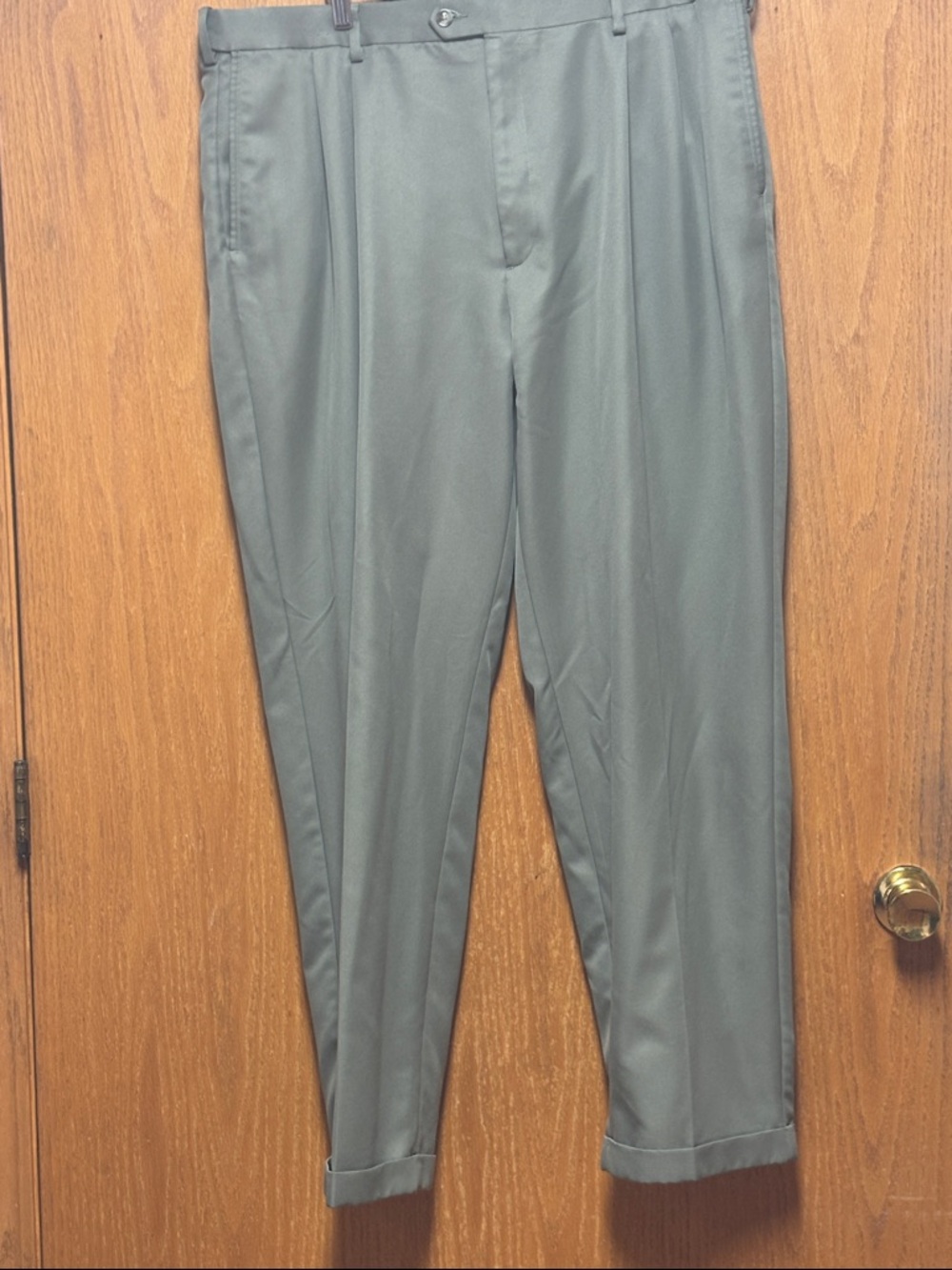 Roundtree & Yorke Olive Green Men's Pleated Dress Pants